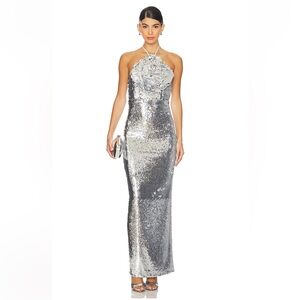 Lovers and friends Silver Sequin Lilium Dress from revolve